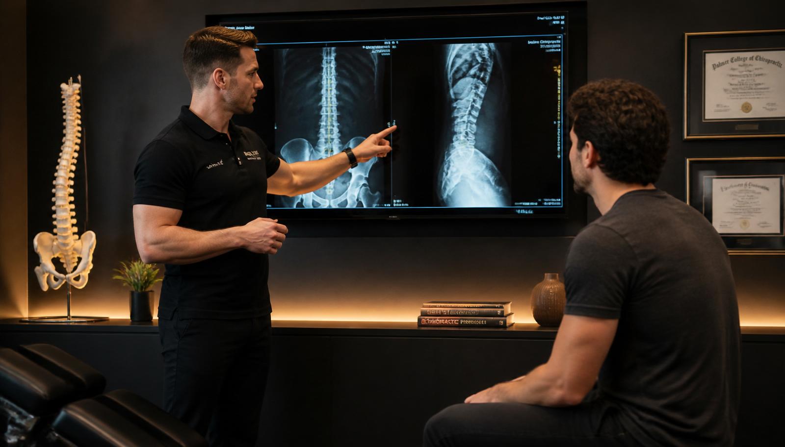 Doctor reviewing digital X-rays with a new patient during their first visit