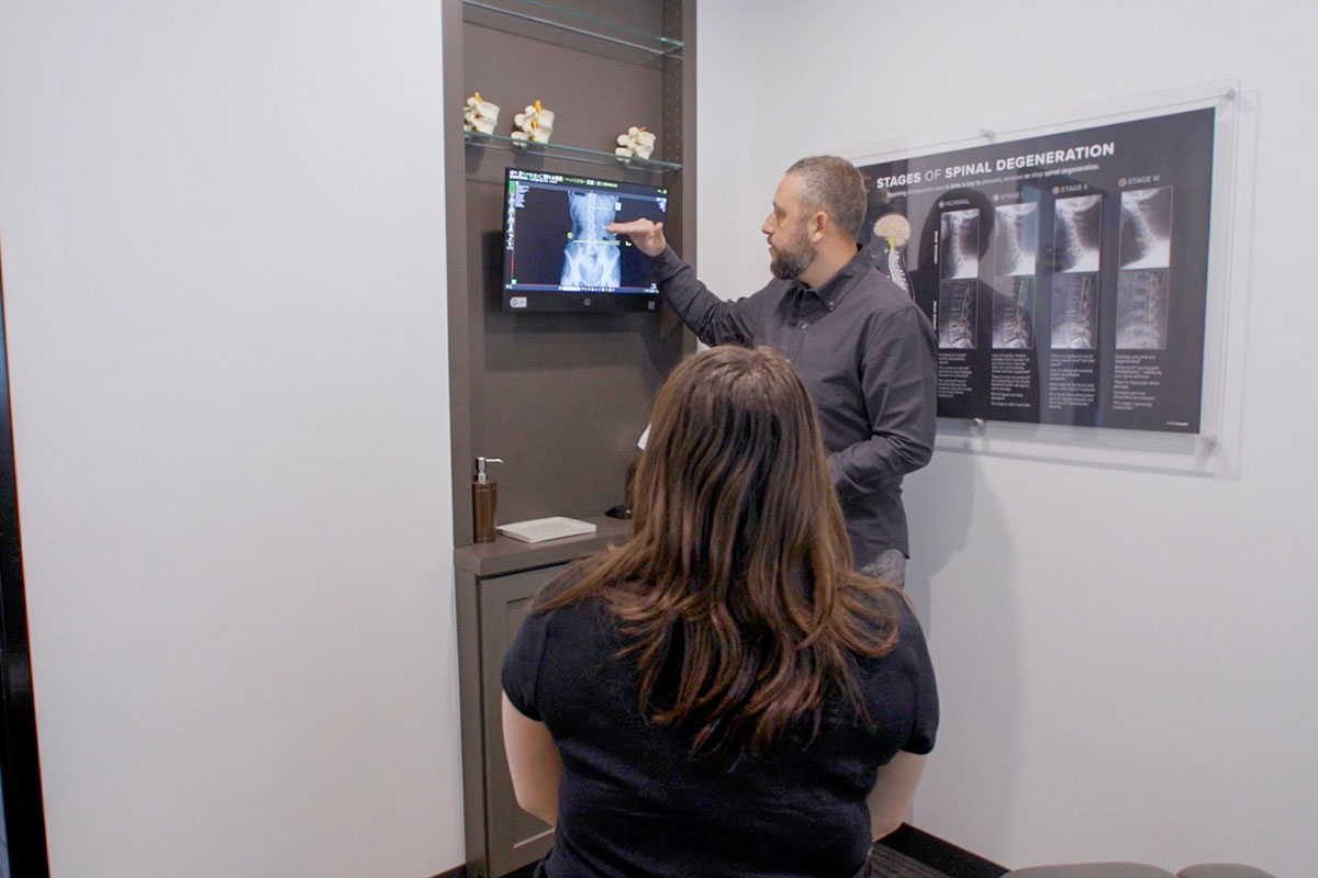 Patient on spinal decompression therapy